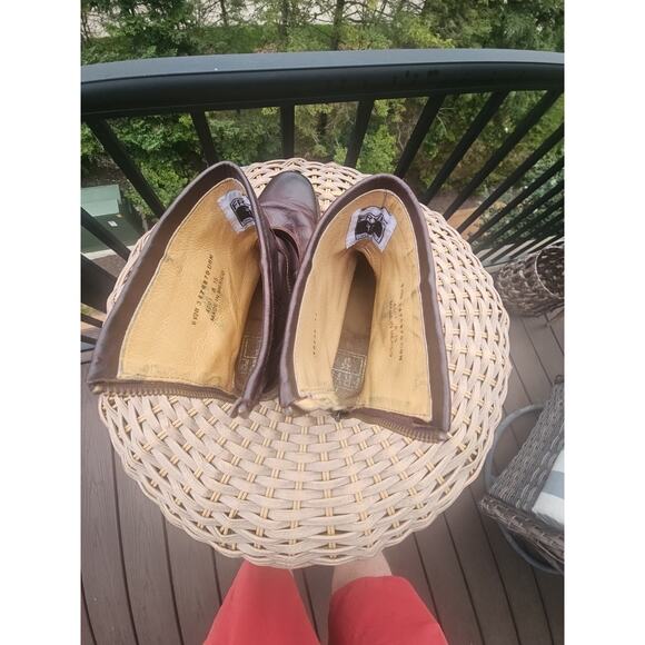 Frye Phillip Harness Short Brown Leather Motorcycle Rear Zip Boots Women's 5.5 B - Picture 9 of 14